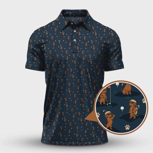 Discover Wiener Dog Pattern Golf Shirt, Dachshund Golf Shirt, Golf Gift For Men, Funny Golf Shirt For Golfer