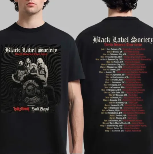 Discover Black Label! Society Announce 2026 North American Tour T-Shirt Fullsize S-5Xl