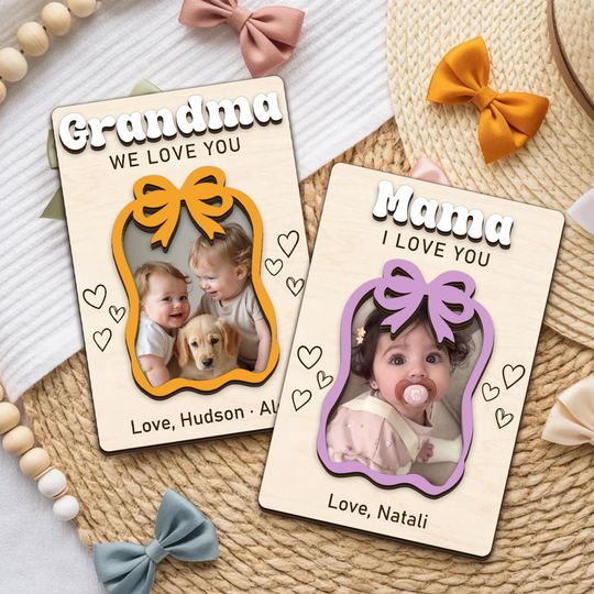 Discover Personalized Mom We love you Photo Magnet, Photo holder Gift, Gift for Grandma, Mothers Day Picture keepsake, Fridge Magnet, Birthday Gift