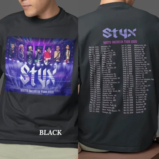 Discover Styxs 2026 Tour Dates Double Sided T-Shirt Reprint