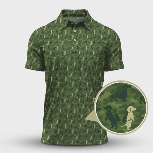 Discover Dog Pattern Golf Shirt, Dachshund Golf Shirt For Golfer, Funny Camo Golf Shirt, Crazy Golf Shirt For Men