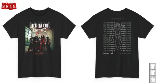 Discover New Lacuna Coil Sleepless Empire Tour 2026  Cotton Unisex S-5XL T-Shirt LL814