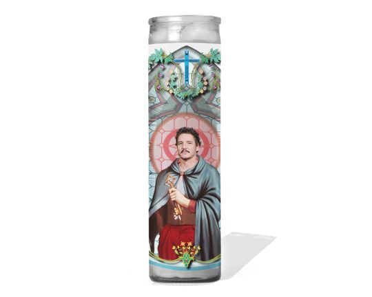 Saint Pedro Pascal Celebrity Prayer Candle: Non Scented | Funny Gift Idea
