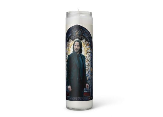 Discover Saint Keanu Reeves Prayer Candle  Celebrity Devotional Novelty Gift
