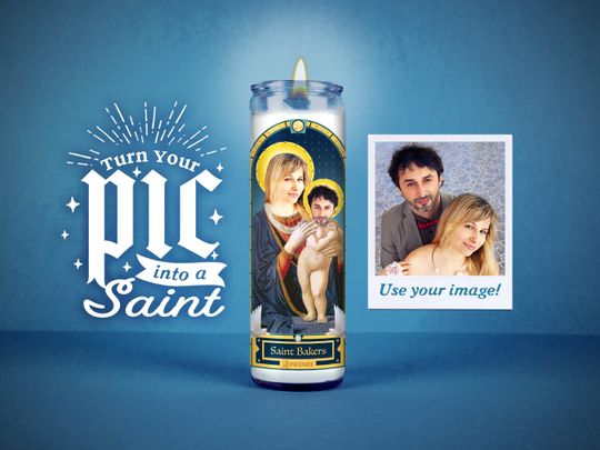 Discover Custom Prayer Candle: Personalized Photo Gift, Satirical Votive