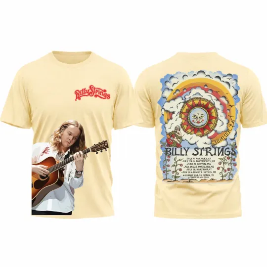 Discover Billy Strings Summer 2026 Tour The Sun All over Print Shirt - Size S to 5XL