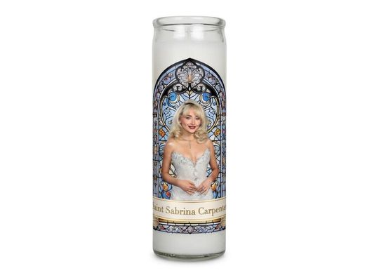 Discover Sabrina Carpenter Prayer Candle  Celebrity Devotional Novelty Gift