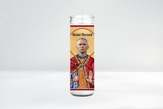 Discover Saint Norvell Celebrity Prayer Candle | 8" Unscented | Funny Gift Idea