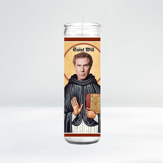Discover Saint Will Celebrity Prayer Candle | 8" Unscented | Funny Gift Idea