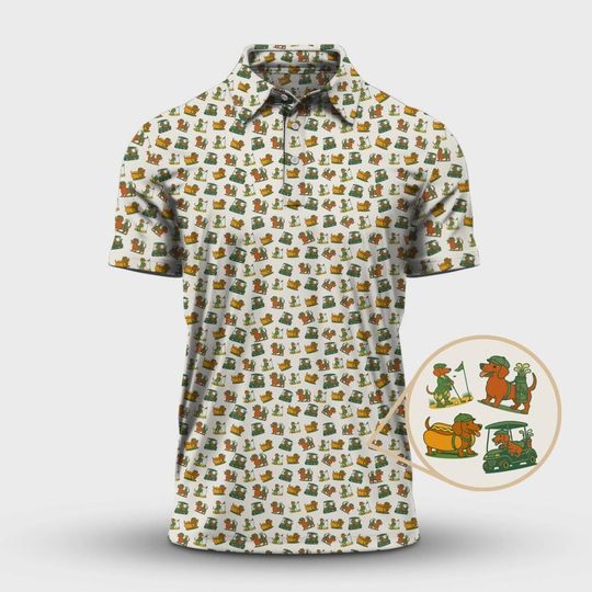 Discover Dachshund Golf Shirt, Funny Wiener Dog Pattern Shirt, Dog Dad Shirt, Best Gift For Dog Lover