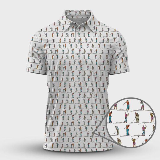 Discover Golf Swing Motion Shirt, Pattern Golf Polo for Men, Funny Golf Shirt, Golf Gift for Men