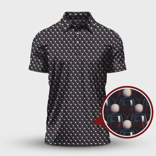 Discover Golf Wine Polo For Golfer, Pattern Golf Shirt, Crazy Golf Shirt For Men