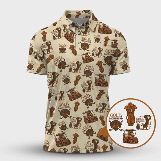 Discover Pattern Dachshund Golf Shirt, Golf & Dachshund Polo For Dog Lovers, Dog Dad Gift, Golf Gift For Golfers