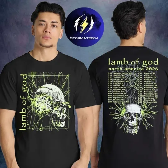 Lamb Of God Merch North America Tour 2026 Electric Skull Tour Dates T-Shirt