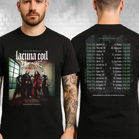 Discover Lacuna Coil Sleepless Empire Tour 2026 USA Merch Dates List T-Shirt