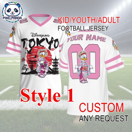Discover Daisy Tokyo Football Jersey  Custom Name and Number Shirt for Kids Youth Adult Japan Disney Travel Outfit