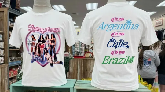 Katseye T-Shirt Lollapalooza 2026 Chile Argentina Pixel Heart Tour Graphic Tee