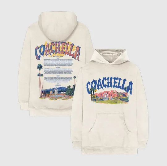 Discover Coachellla 2026 Merchandise White Double Sided Hoodie All Sizes