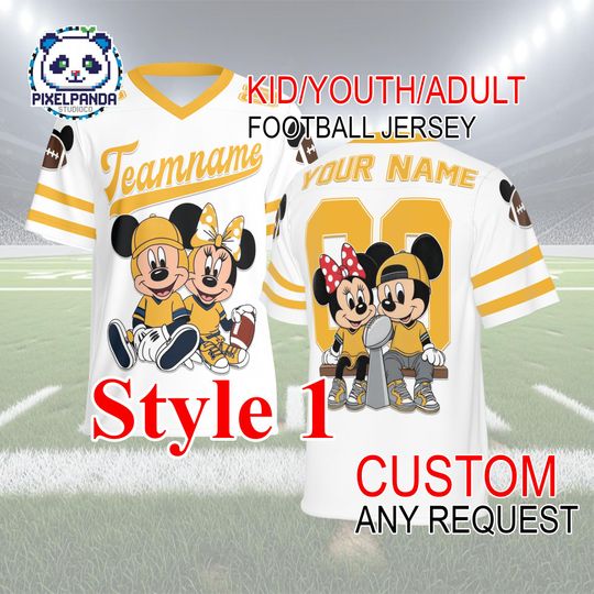 Discover Mickey Minnie Football Jersey Custom Name & Number Kid Youth Adult Personalized Game Day Shirt