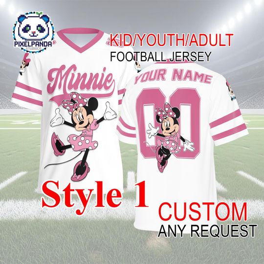 Discover Minnie Football Jersey Custom Name & Number  Kid Youth Adult Personalized Sports Shirt