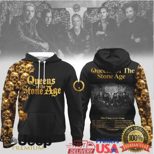 Discover Queens Of The Stone Age The Catacombs Tour 2026 Skull 3D Hoodie HN828