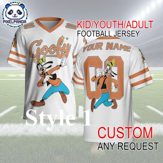 Discover Goofy Football Jersey Custom Name & Number  Disney Kid Youth Adult Personalized Game Day Shirt