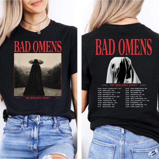 Discover Bad Omens Tour T-Shirt, DYFL Band Tee, Gothic Rock Graphic Tee, Unisex Concert Merch, Front and Back Print