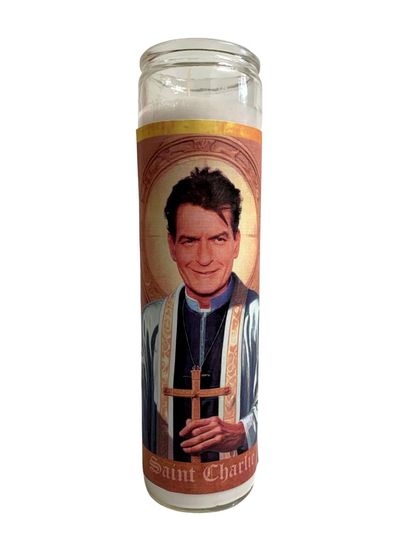 Discover Charlie Sheen Prayer Candle - Pop Culture Saint Candle