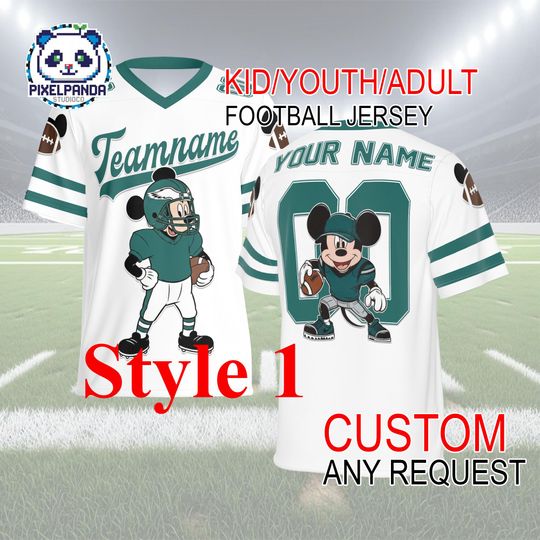Discover Disney Team Football Jersey Custom Name & Number  Kid Youth Adult Personalized Family Game Day Shirt