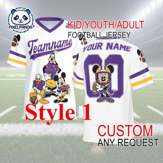 Discover Disney Team Football Jersey Custom Name & Number  Kid Youth Adult Personalized Family Game Day Shirt