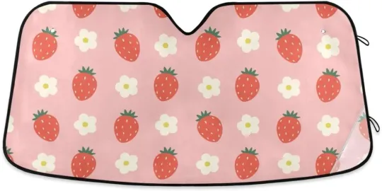 Discover Pink Strawberry Car Sun Shade for Windshield UV and Sun Heat Protection