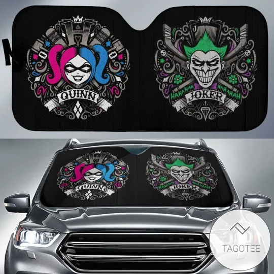 Discover DC Joker Car Sun Shade Joker And Harley Quinn Windshield Sun Shade