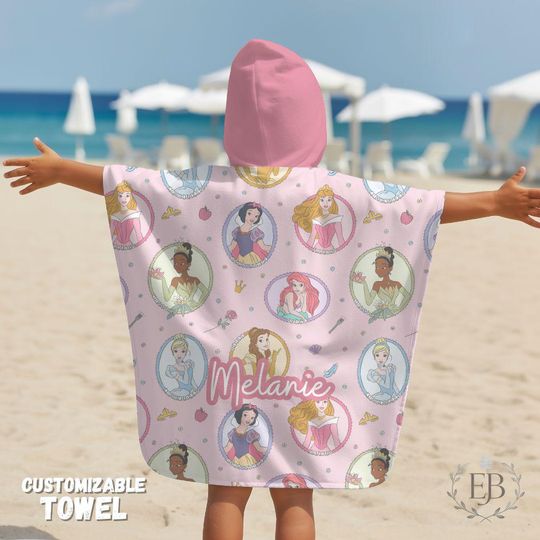 Personalized Princesses Beach Towel, Disney Summer Gift
