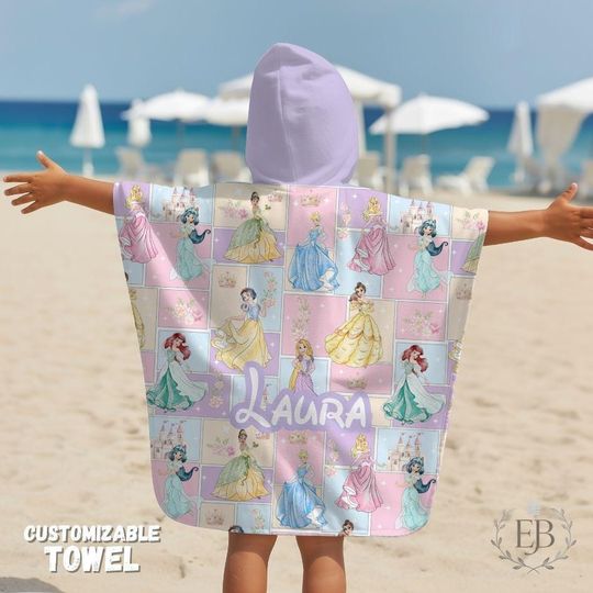 Personalized Princesses Beach Towel, Disney Summer Gift