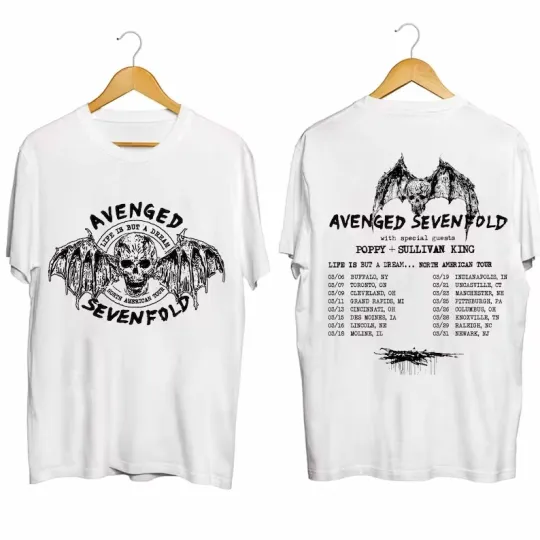 Discover Avenged Sevenfold Life Is But A Dream North American Tour 2024 Double Sided T-Shirt