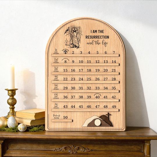Discover Wooden Eastertide Calendar, 50 days of Eastertide, Easter Calendar, Wooden Lent Calendar, Christian Home Decor, Religious Home Decor