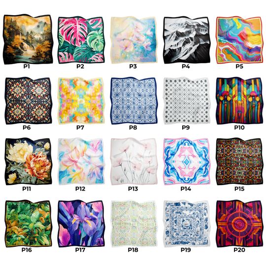 Discover Patterned Satin Scarf: Artsy Head Scarf, Hair Wrap (27")