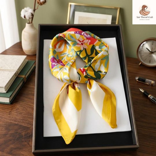 Discover Luxury Square Satin Silk Scarf for Women  Elegant Hijab Hair Wrap, Neckerchief, Headband Ribbon, Fashion Bandana Shawl