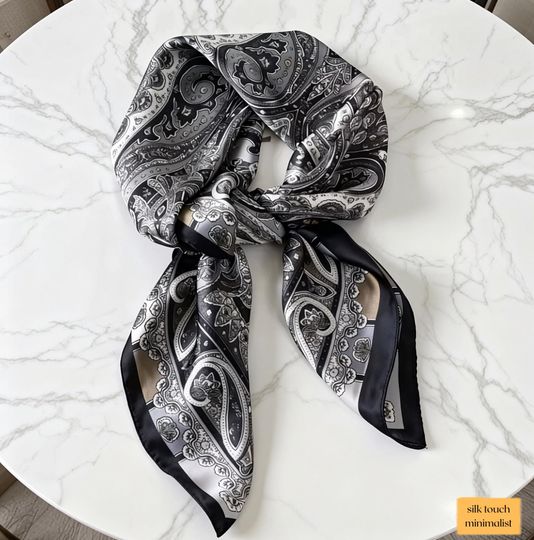 Discover Boho Floral Satin Square Scarf for Women  Luxury Hair Bandana, Hijab Style Headscarf, Chic Printed Shawl