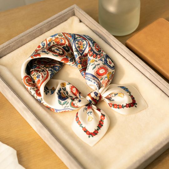 Discover 100% Mulberry Silk Scarf - Boho Printed Scarf, Spring Summer Neck Scarf & Headscarf, Multipurpose Shawl and Beach Wrap, Valentine's Day Gift