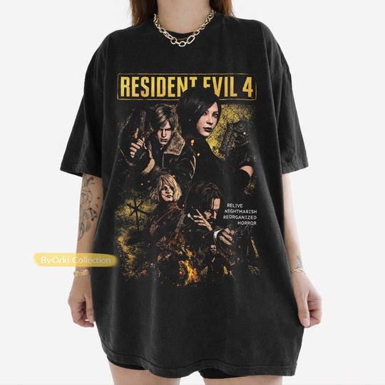 Vintage Resident Evil 4 Leon Kennedy Survival Horror Gaming Graphic T-Shirt
