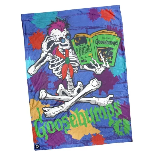 Discover Creepy Co. Goosebumps Curly Skeleton Fleece Blanket Horror TV Show 90s