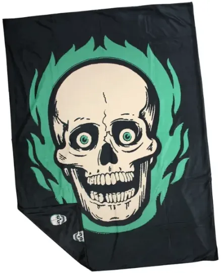 Discover Creepy Co. Beistle Flaming Skull Skeleton Blanket Halloween
