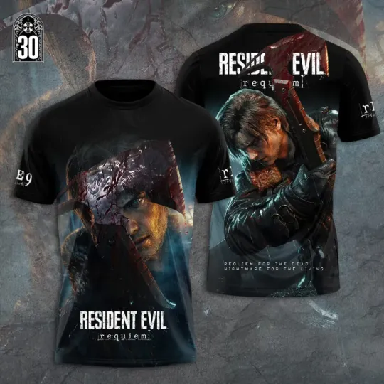 Discover Resident Evil Requiem Leon Scott Kennedy 3D T-Shirt