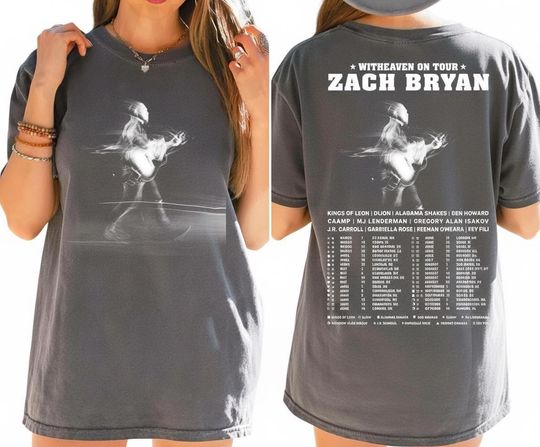 Discover Comfort Colors Zach Bryan Shirt, With Heaven On Tour 2026 Vintage Shirt, Oklahoma Country Graphic T-Shirt, Merch Country Lover Gift