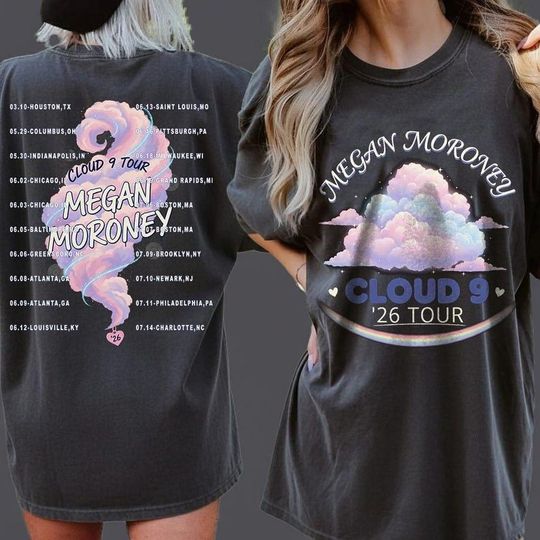 Discover Megan Moroney Cloud 9 Tour 2026 Shirt, Country Music Fan Gift, Pink Cloud Graphic Tee, Concert Merch