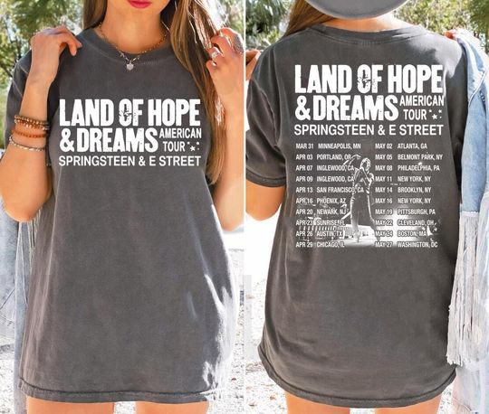 Discover Bruce Springsteen Land Of Hope & Dreams Tour Shirt, Bruce Springsteen Tour 2026 T-shirt, Bruce Springsteen Fan Gift, Bruce Springsteen Merch