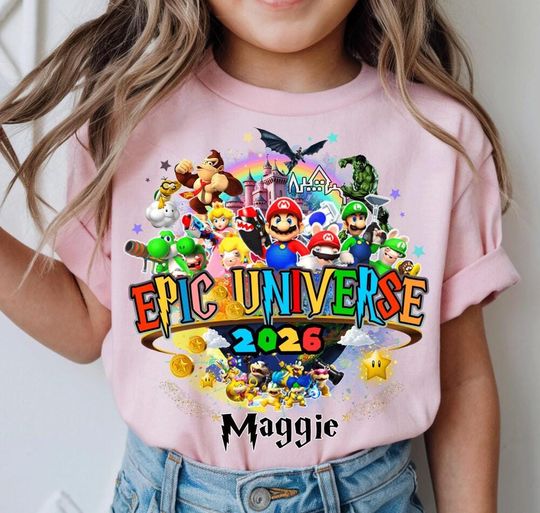 Discover Personalized Super Mario Epic Universe 2026 Family Trip Shirt,Super Mario Matching Group Tees, Mario Epic Universe 2026 Shirt, Trip Shirt