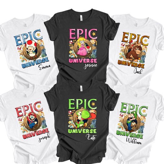 Discover Custom Epic Universe Shirt, Epic Universe Family Vacation Shirt, Super Mario Matching Group Tees, Mario Epic Universe 2026 Shirt, Trip Shirt