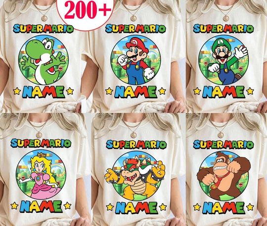 Discover Custom Super Mario Super Galaxy Characters, Tee, Mario Movie Bootleg Tee, Mario Luigi Peach Princess Yoshi, Universal Epic 2026 Trip Tee